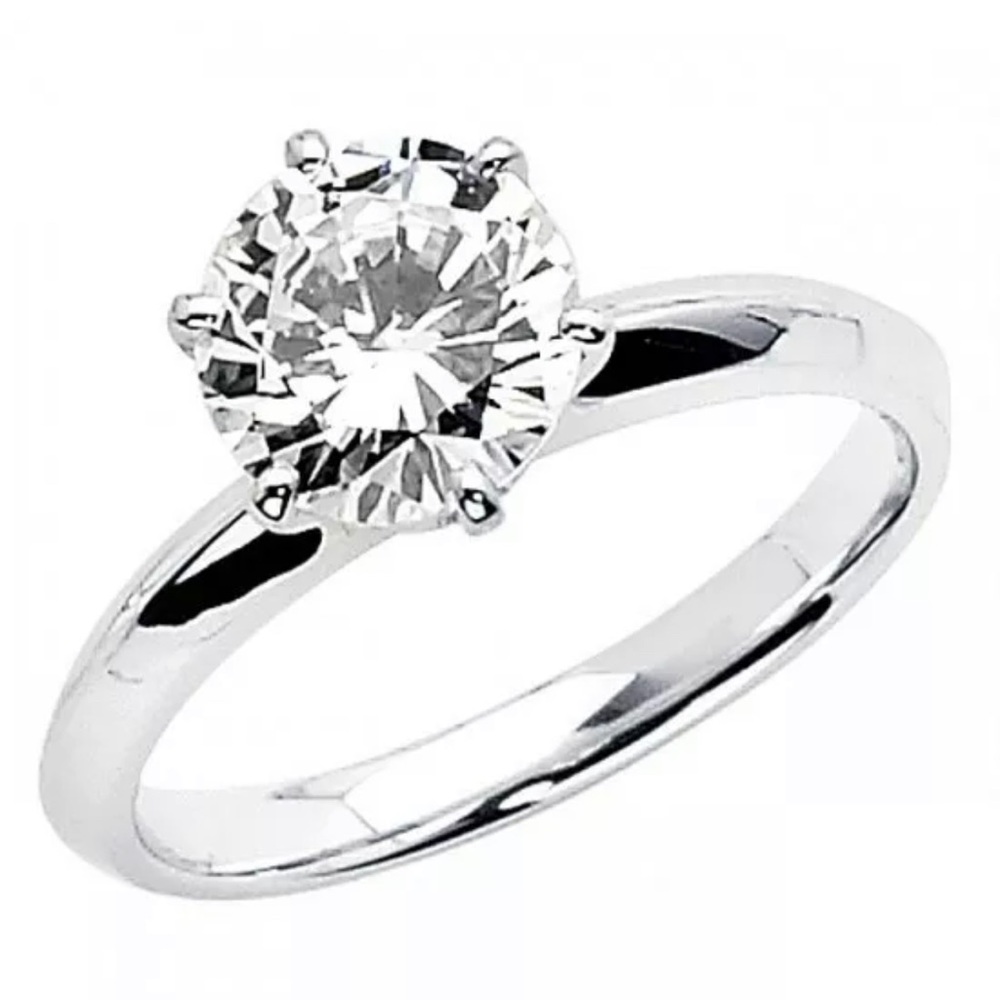 Solitaire Diamond Ring 14K W Gold Engagement Ring